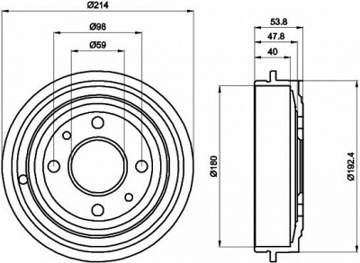 HELLA PAGID 8dt355300081 -  Тормозной барабан